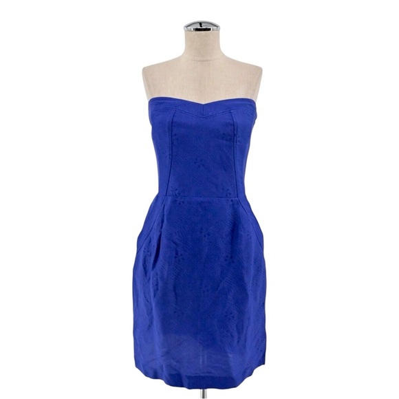 Revolve Rebecca Taylor Silk Blend Strapless Floral Pocketed Dress 0106 - Picture 1 of 10